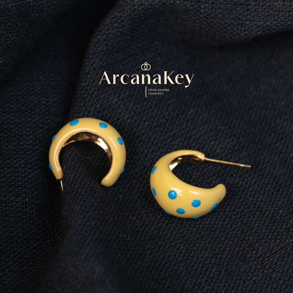 Cute Dopamine Yellow Polka Dot C-Hoop Earrings