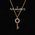 Round Key Pendant Necklace with Sparkling Details