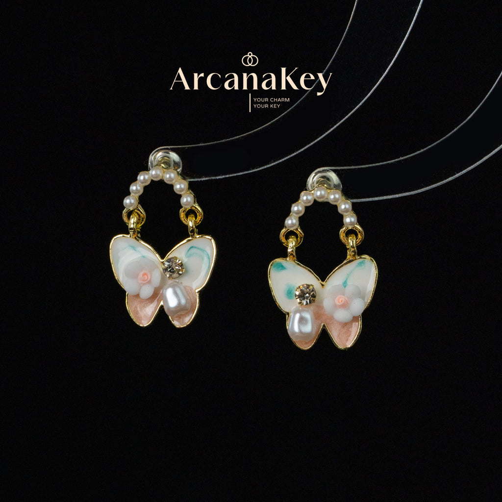 Elegant Oil-Paint Butterfly Earrings, 3D French Vintage Design