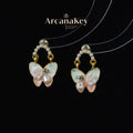 Elegant Oil-Paint Butterfly Earrings, 3D French Vintage Design