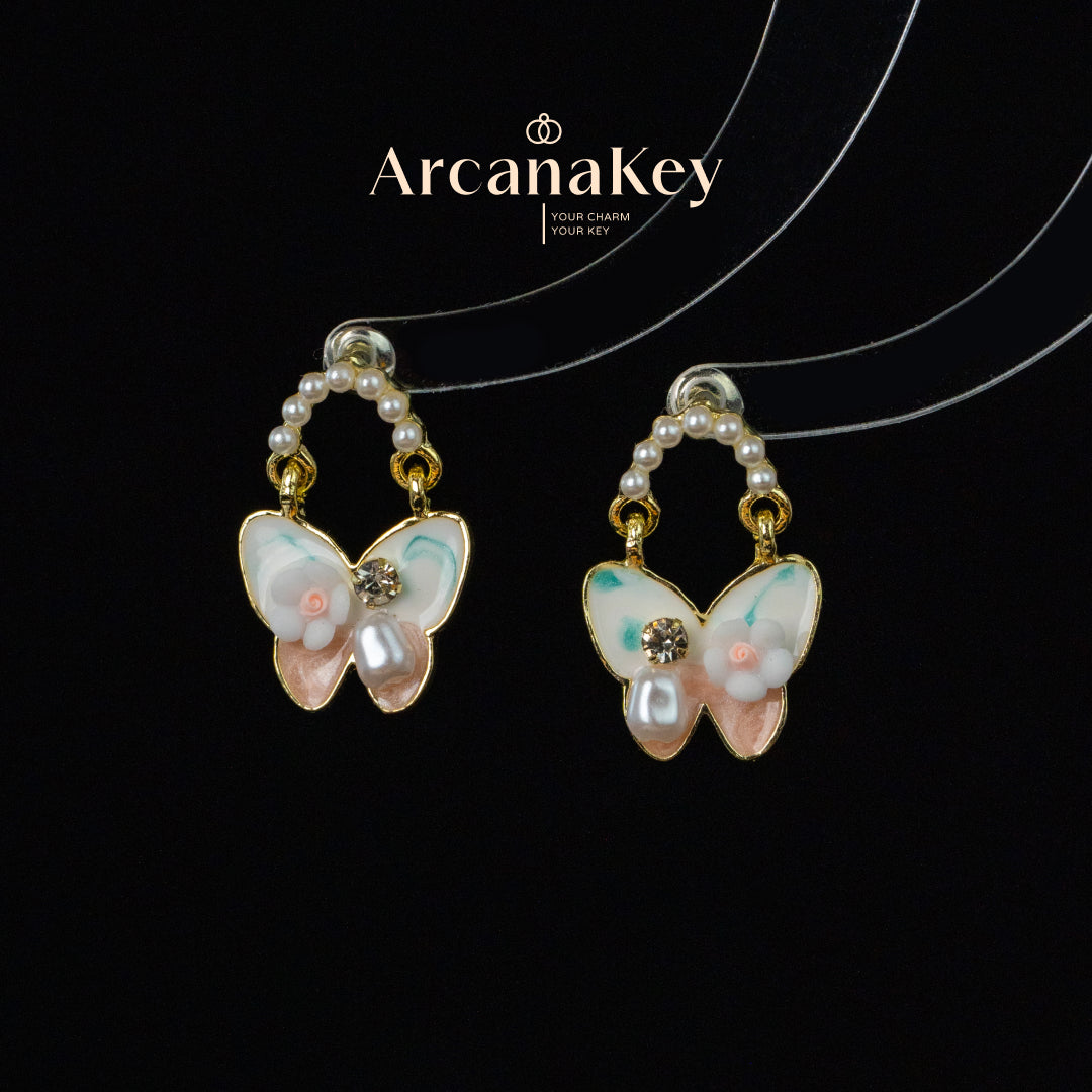 Elegant Oil-Paint Butterfly Earrings, 3D French Vintage Design