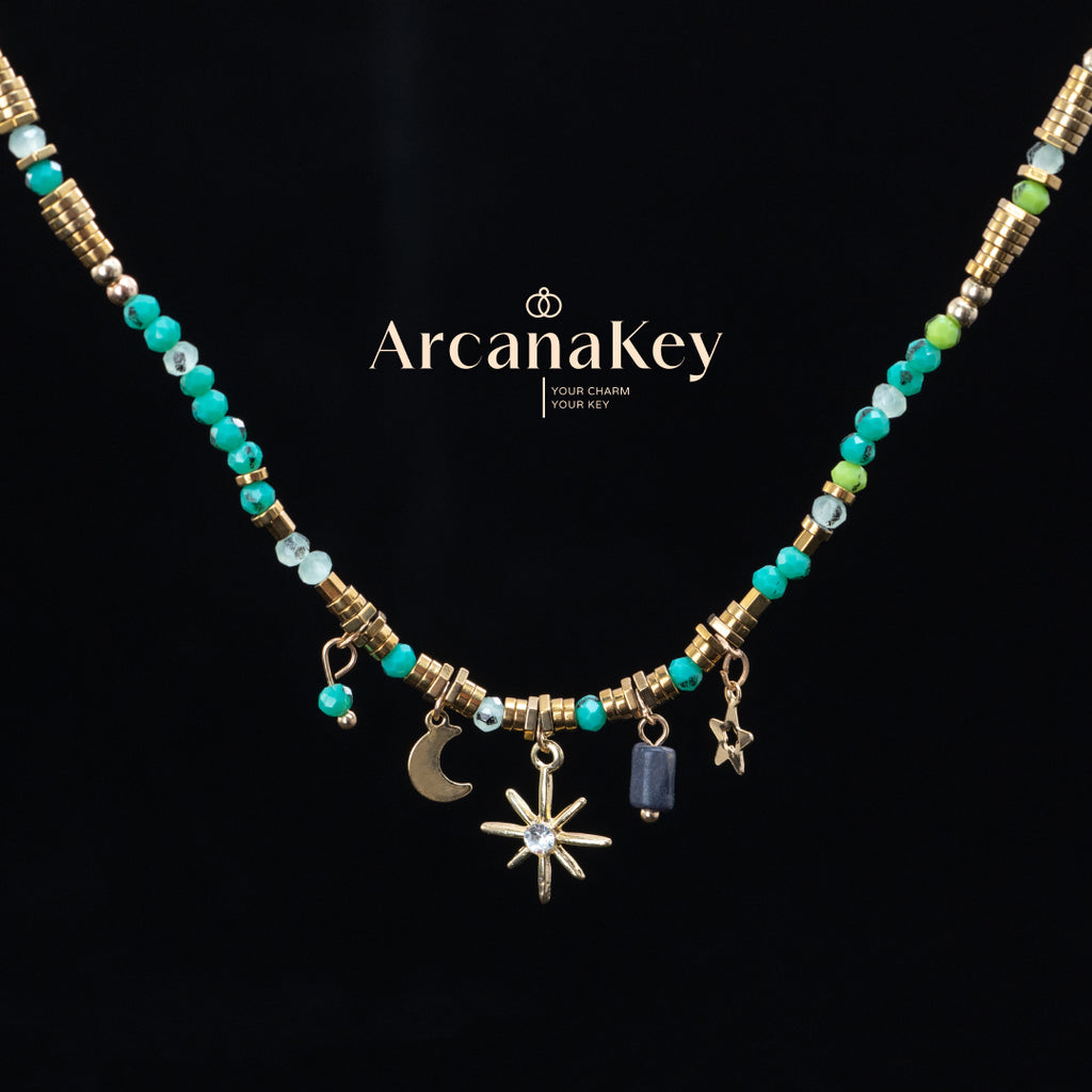 Blue Star Beaded Necklace, Bohemian Style, Chic & Elegant, Lightweight Luxury