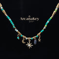Blue Star Beaded Necklace, Bohemian Style, Chic & Elegant, Lightweight Luxury