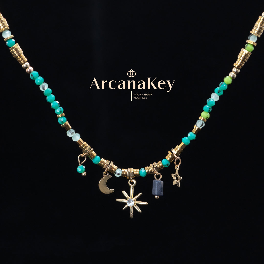 Blue Star Beaded Necklace, Bohemian Style, Chic & Elegant, Lightweight Luxury