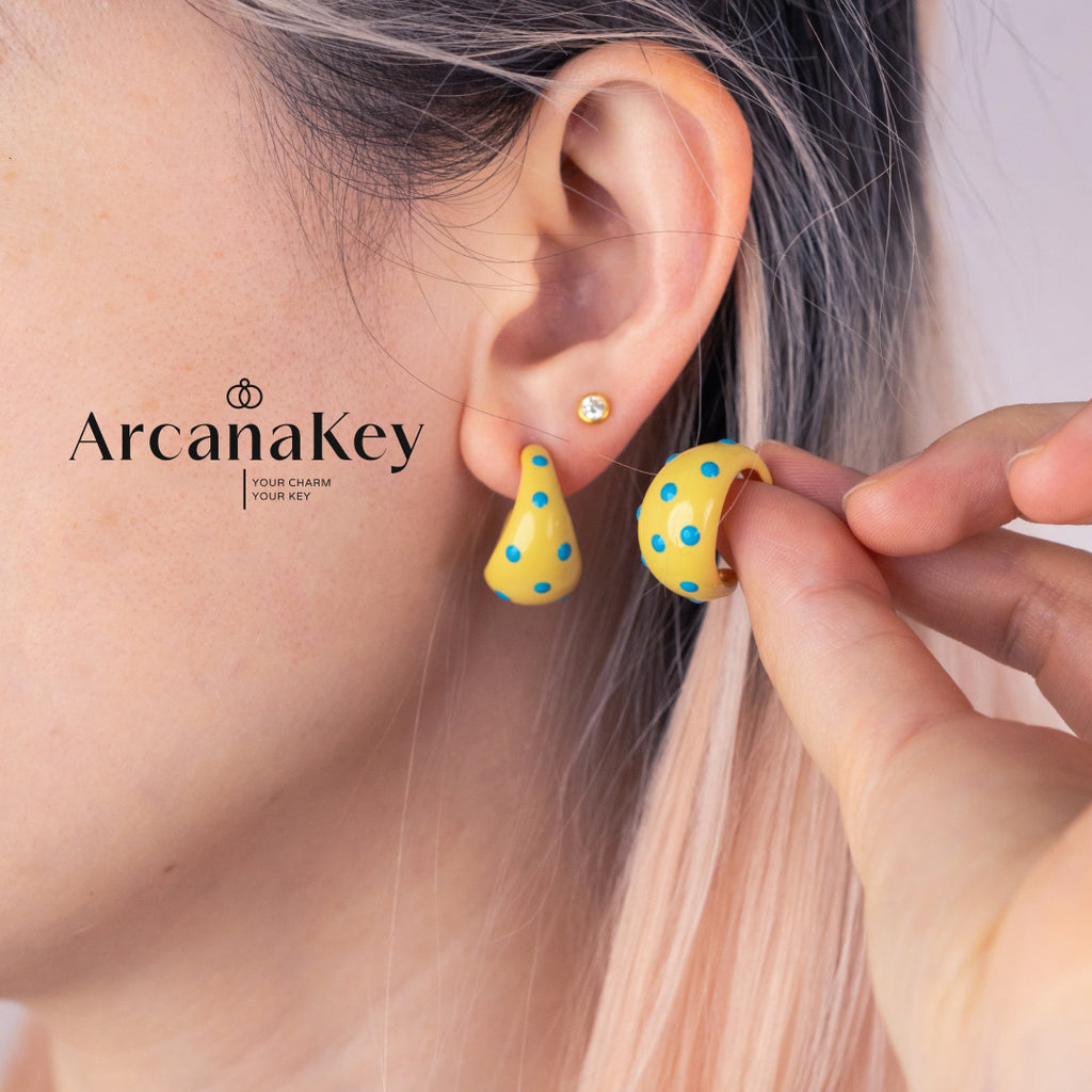 Cute Dopamine Yellow Polka Dot C-Hoop Earrings
