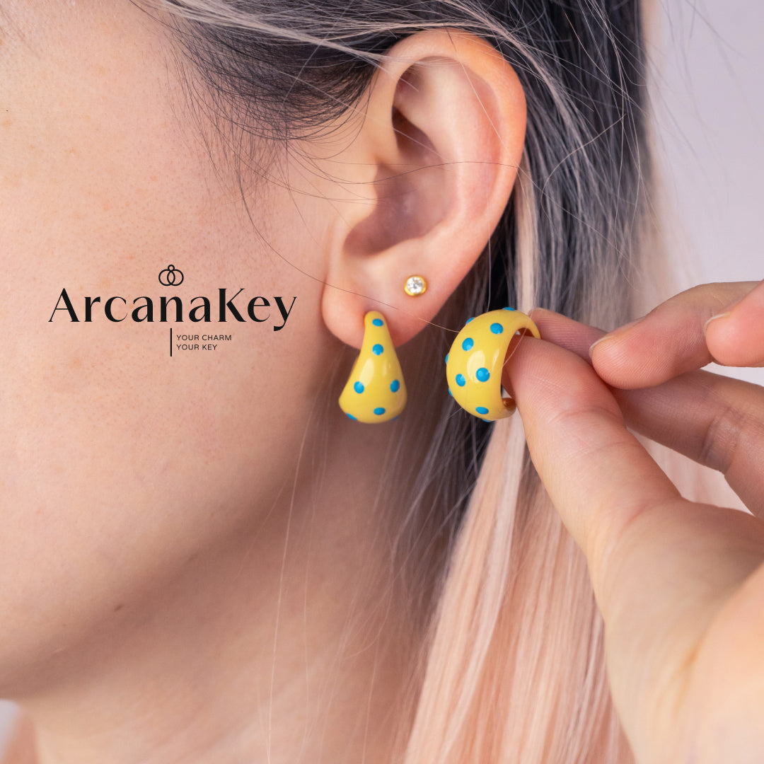 Cute Dopamine Yellow Polka Dot C-Hoop Earrings