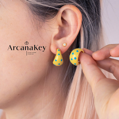 Cute Dopamine Yellow Polka Dot C-Hoop Earrings