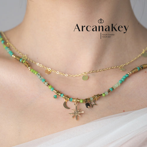 Blue Star Beaded Necklace, Bohemian Style, Chic & Elegant, Lightweight Luxury