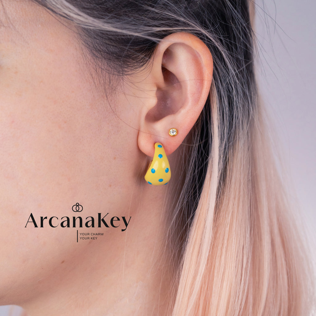 Cute Dopamine Yellow Polka Dot C-Hoop Earrings