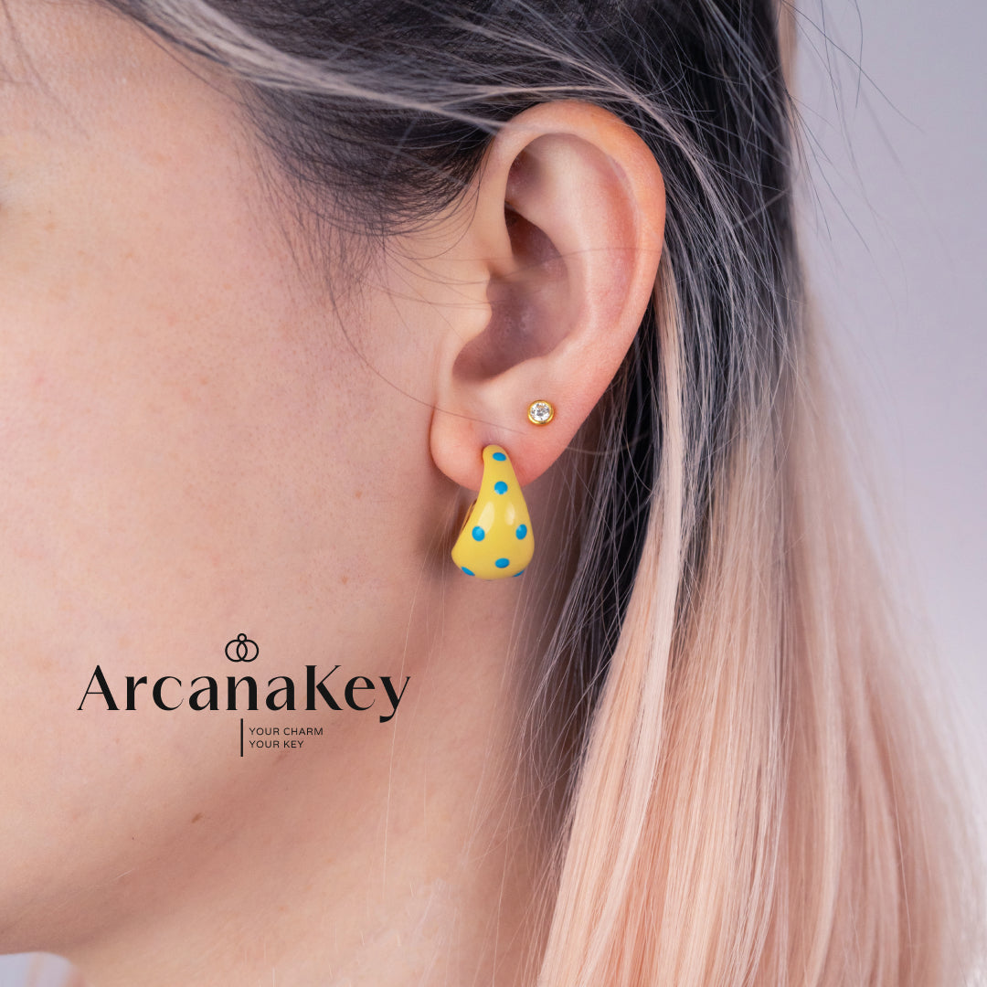 Cute Dopamine Yellow Polka Dot C-Hoop Earrings