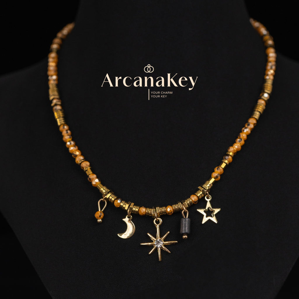 Blue Star Beaded Necklace, Bohemian Style, Chic & Elegant, Lightweight Luxury