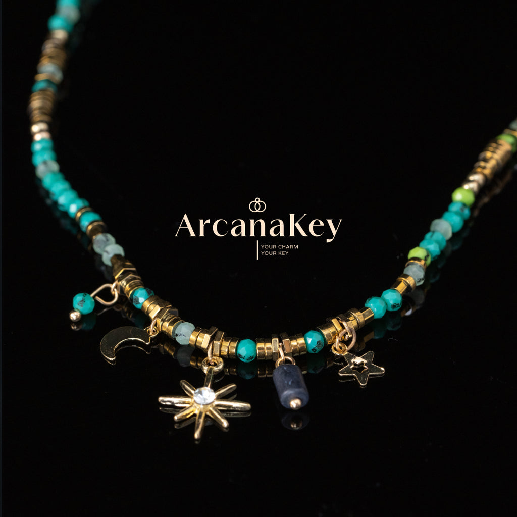 Blue Star Beaded Necklace, Bohemian Style, Chic & Elegant, Lightweight Luxury