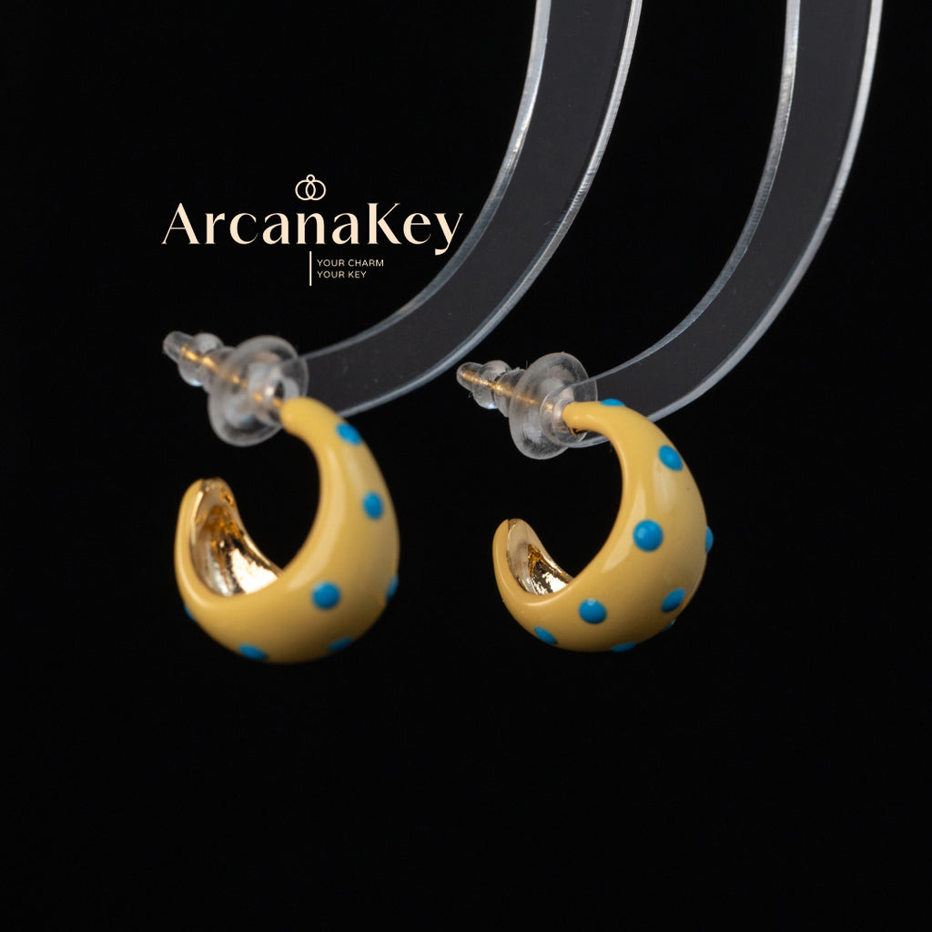 Cute Dopamine Yellow Polka Dot C-Hoop Earrings