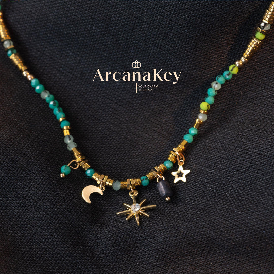 Blue Star Beaded Necklace, Bohemian Style, Chic & Elegant, Lightweight Luxury