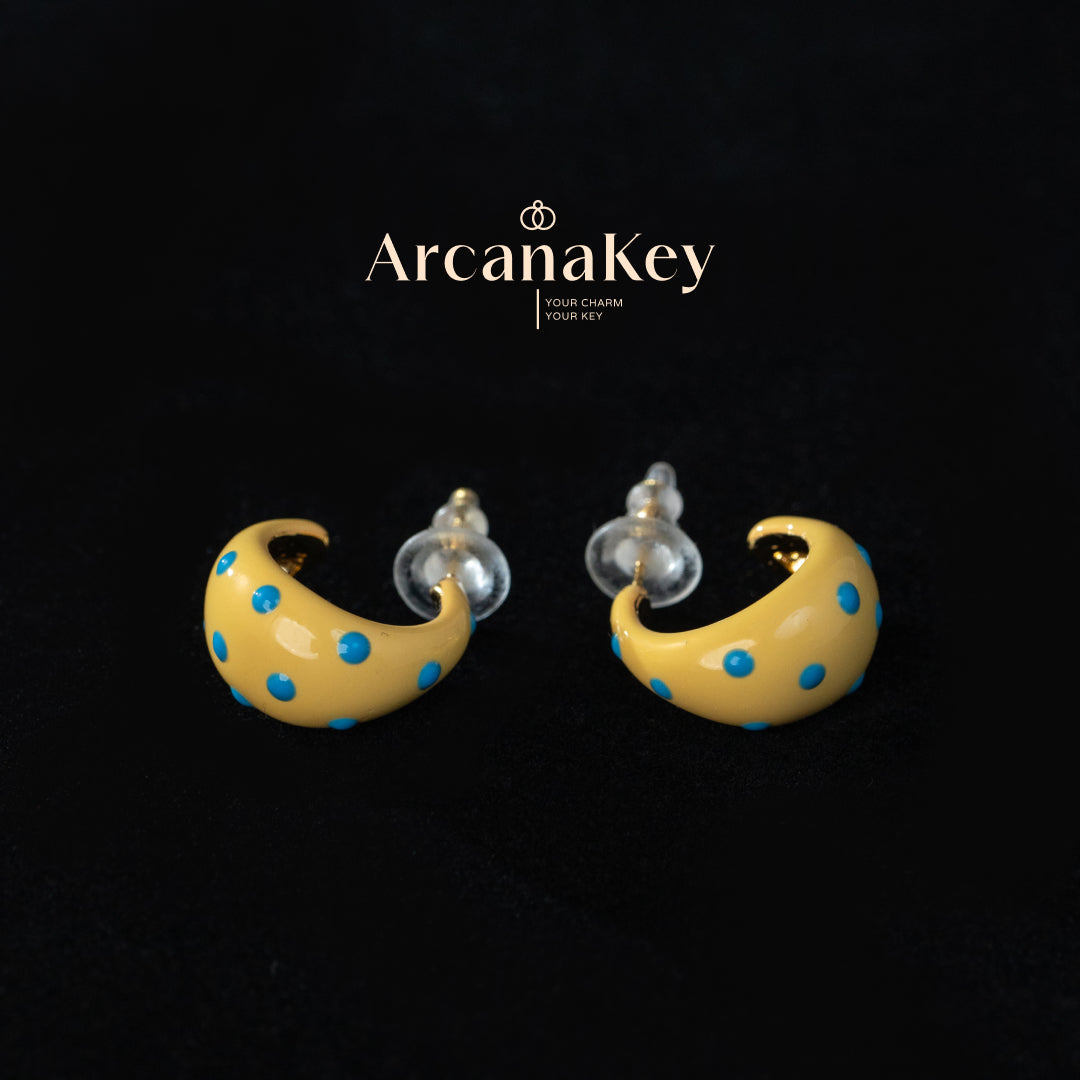 Cute Dopamine Yellow Polka Dot C-Hoop Earrings