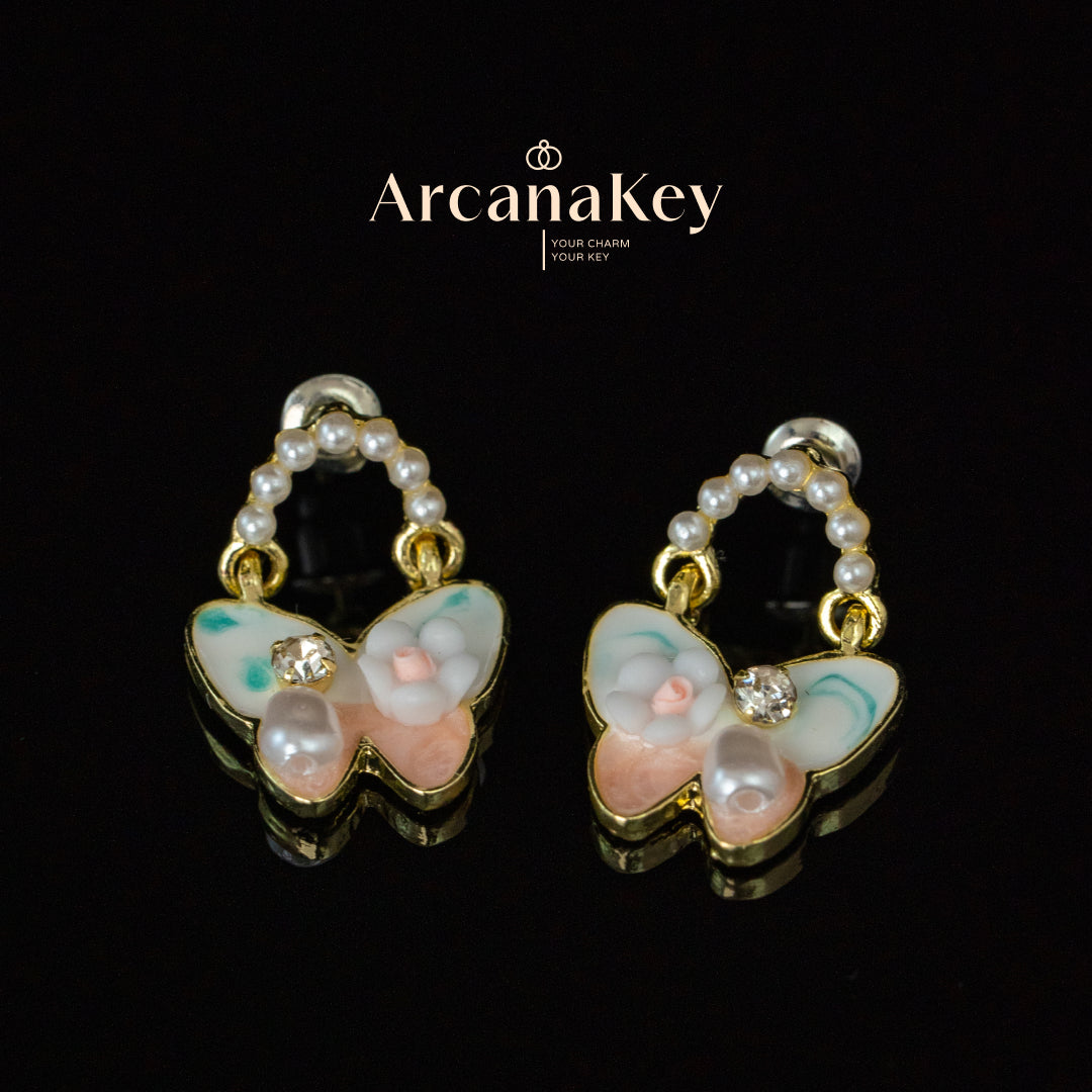 Elegant Oil-Paint Butterfly Earrings, 3D French Vintage Design