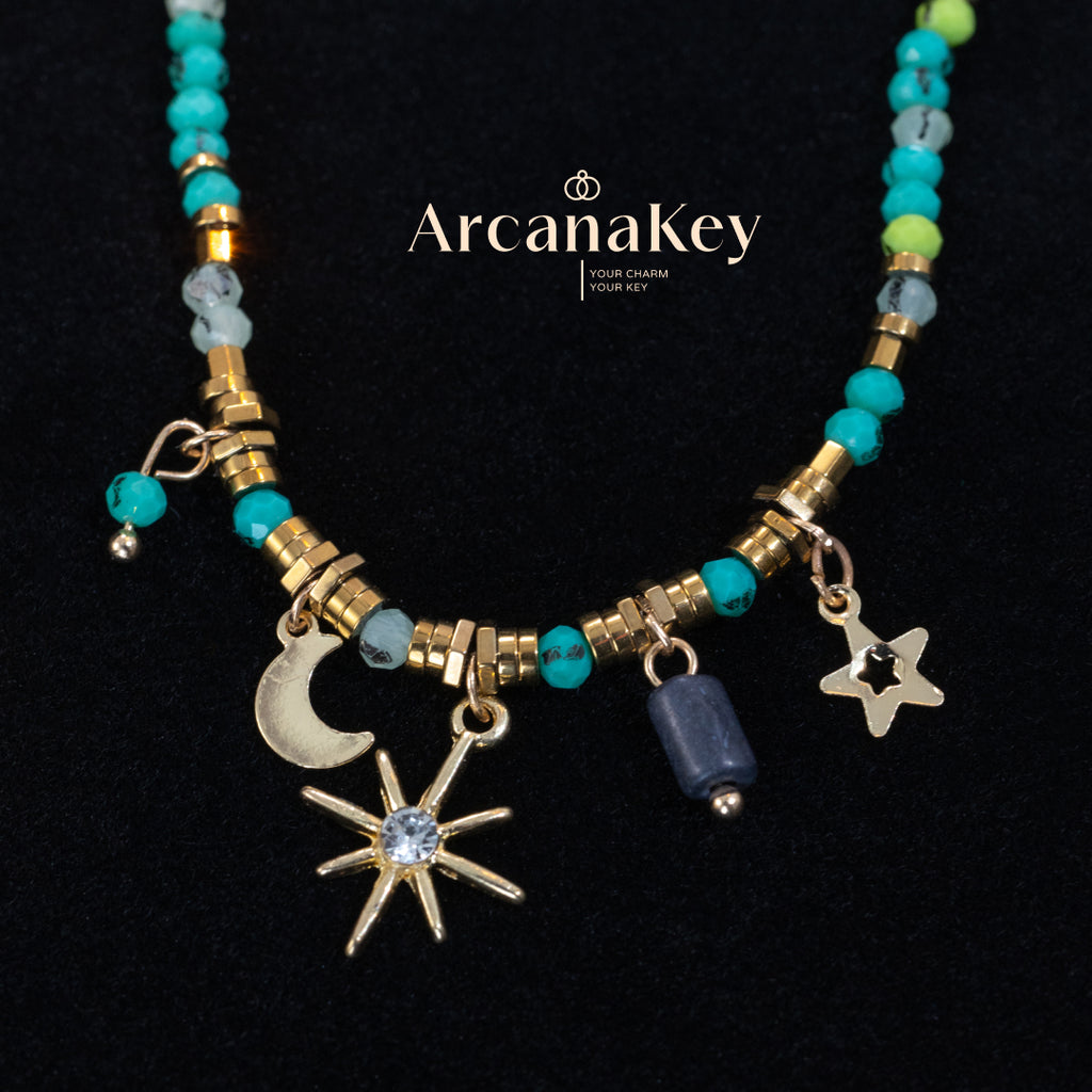 Blue Star Beaded Necklace, Bohemian Style, Chic & Elegant, Lightweight Luxury