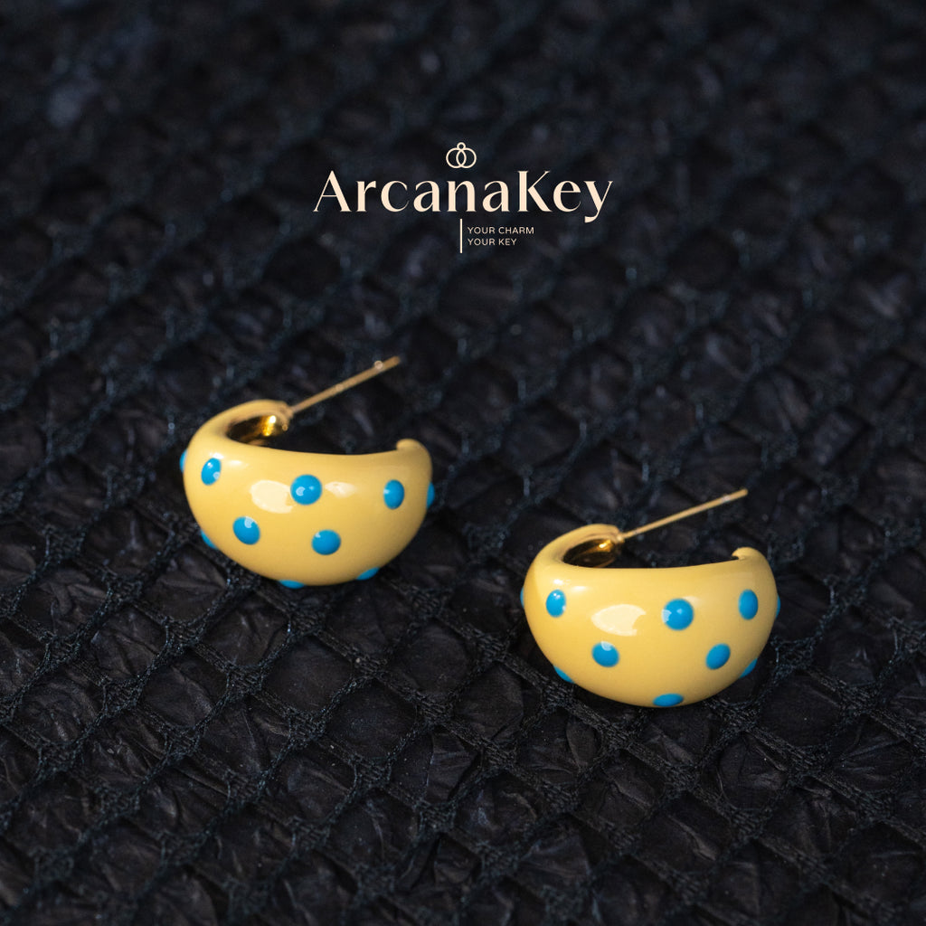 Cute Dopamine Yellow Polka Dot C-Hoop Earrings