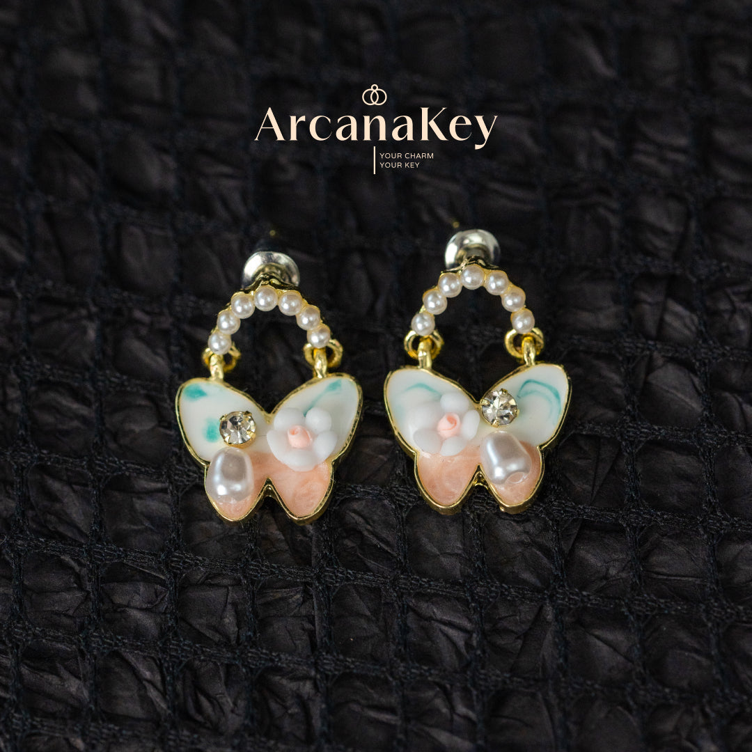 Elegant Oil-Paint Butterfly Earrings, 3D French Vintage Design