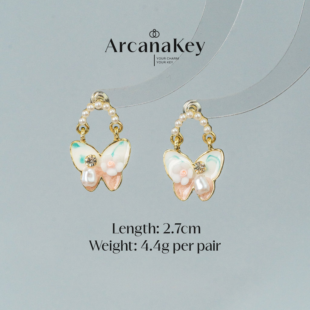 Elegant Oil-Paint Butterfly Earrings, 3D French Vintage Design