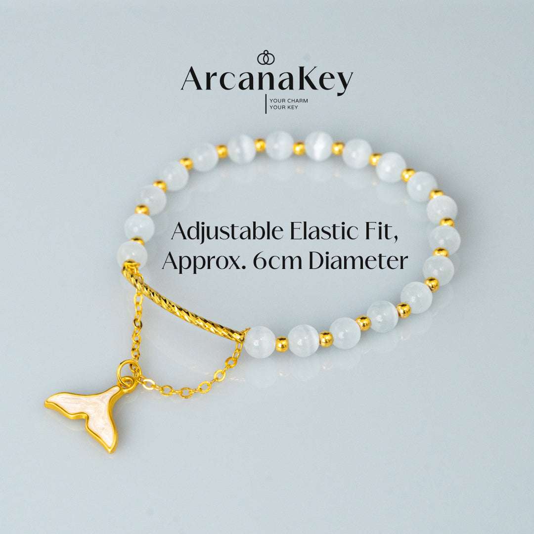 Dreamy Mermaid Tail Cat’s Eye Bracelet, Minimalist Beaded Style,