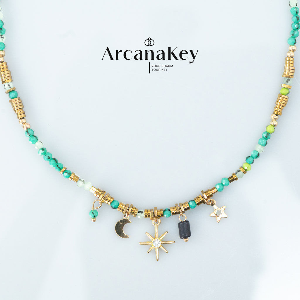 Blue Star Beaded Necklace, Bohemian Style, Chic & Elegant, Lightweight Luxury