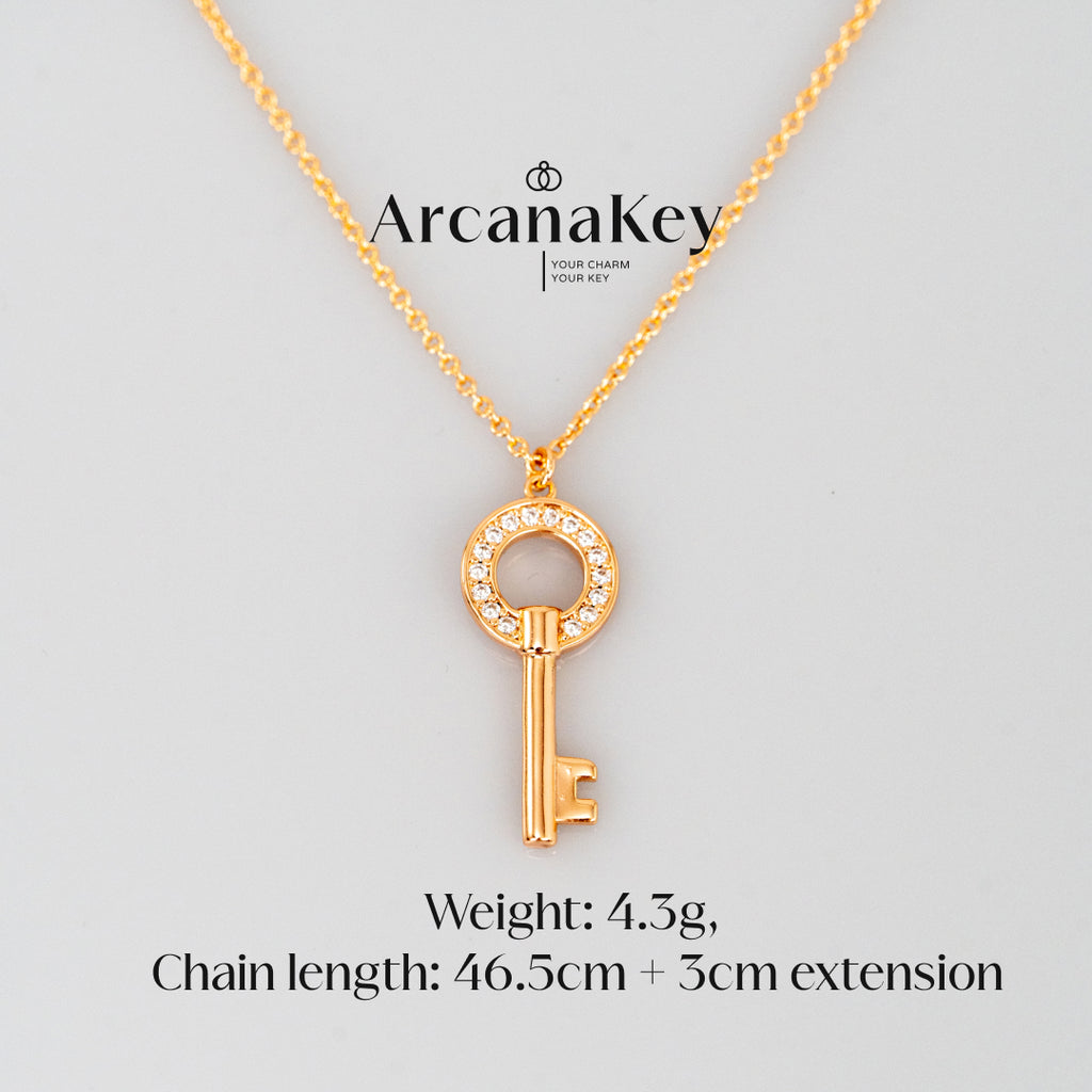 Round Key Pendant Necklace with Sparkling Details