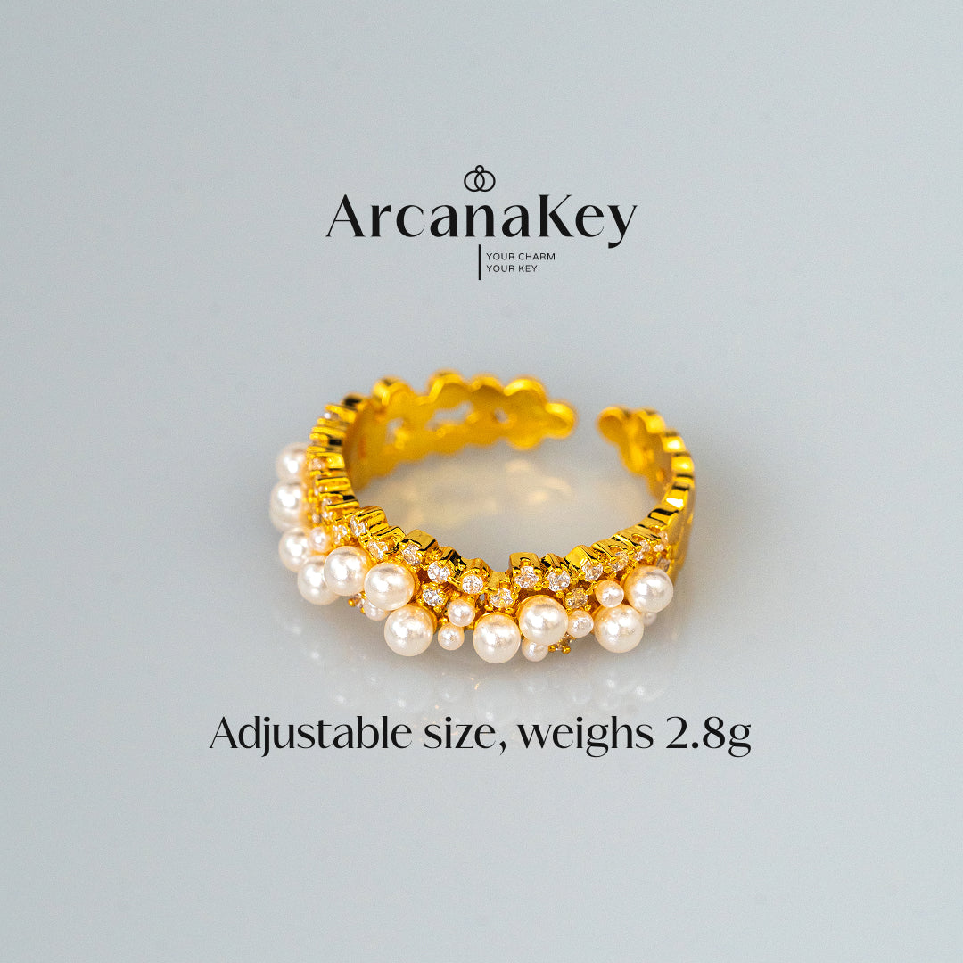 French-style popcorn open ring with elegant vibe