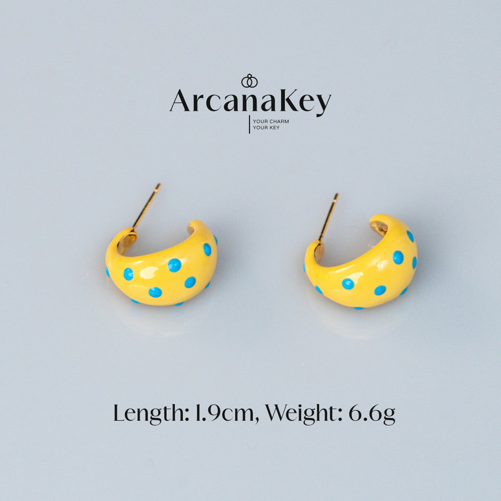 Cute Dopamine Yellow Polka Dot C-Hoop Earrings