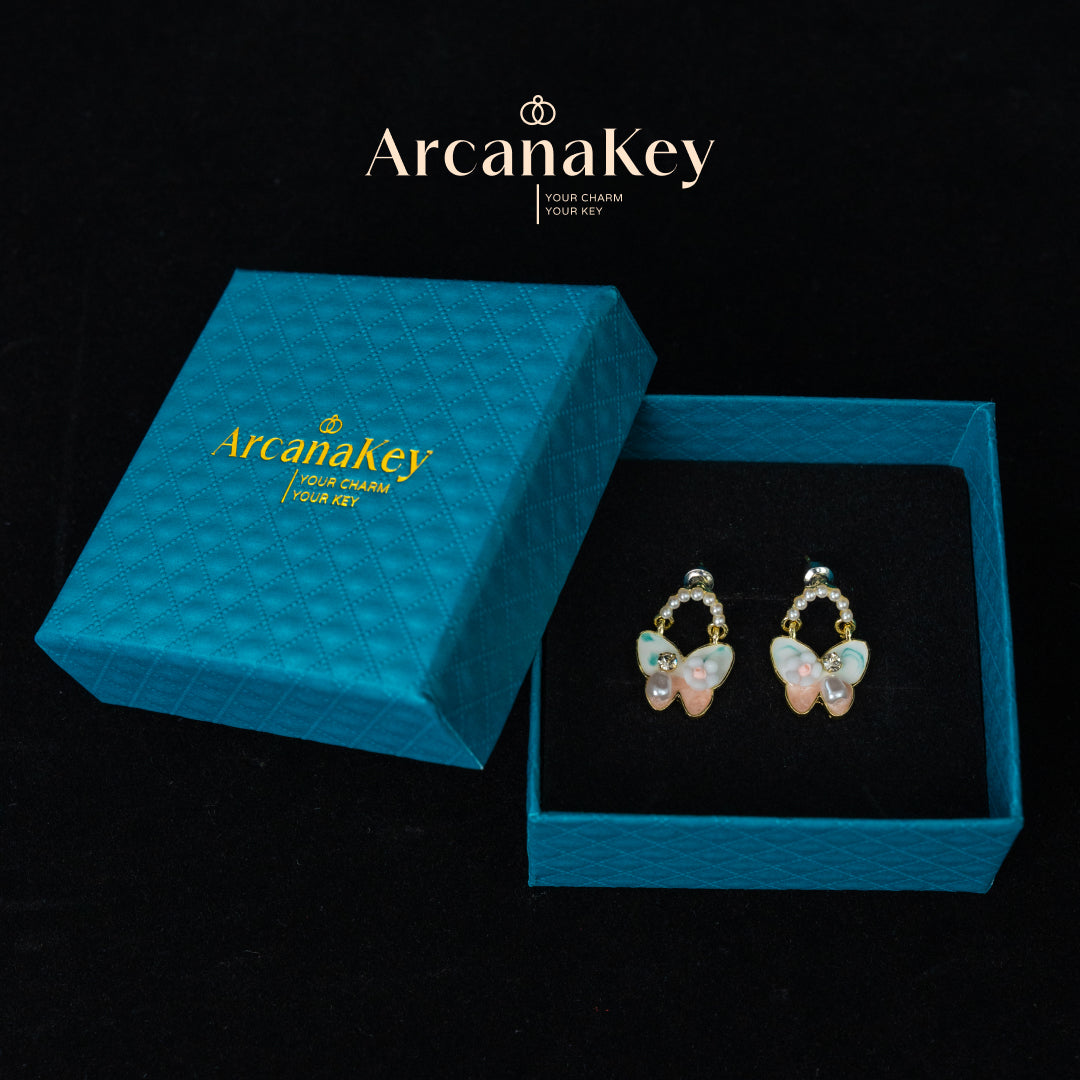 Elegant Oil-Paint Butterfly Earrings, 3D French Vintage Design