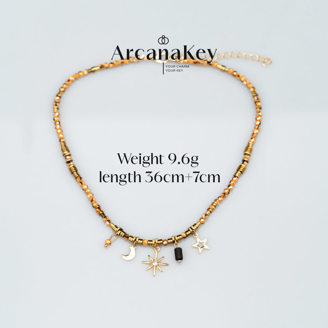 Blue Star Beaded Necklace, Bohemian Style, Chic & Elegant, Lightweight Luxury